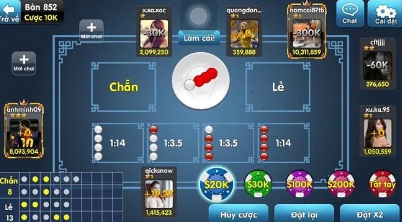 Các thành phần cơ bản trong trò chơi Game xóc đĩa đổi thưởng bet88?